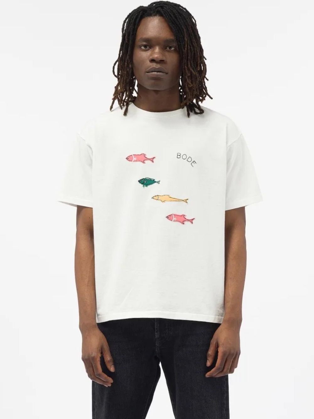Bode White Short Sleeve Fish Graphic Tee